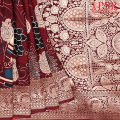 Maroon Semi Crepe Saree