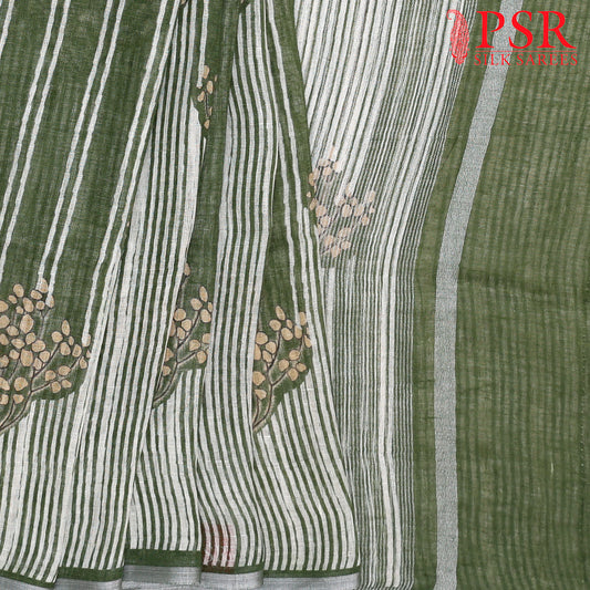 Pickle Green Linen Saree