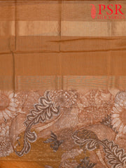 Tortilla Brown & Mustard Orange Tissue Embroidery Saree