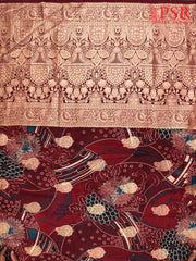 Maroon Semi Crepe Saree