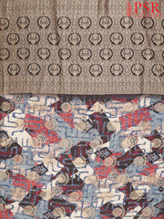 Black & Multicolor Semi Crepe Saree