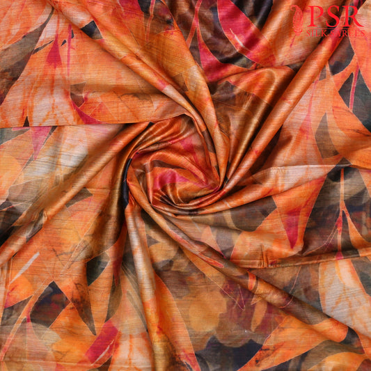 Orange Munga Silk Saree