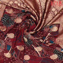 Maroon Semi Crepe Saree