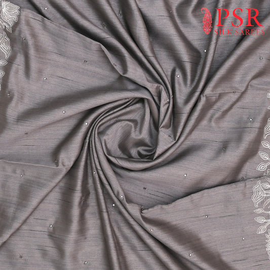 Dark Grey Semi Dupion Saree