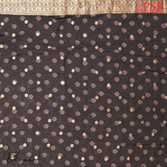 Black & Multicolor Semi Crepe Saree