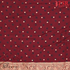 Maroon Semi Crepe Saree