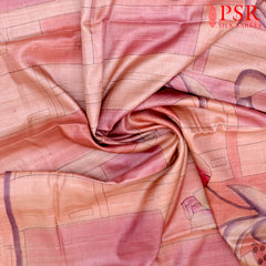 Onion Peach Kadhi Tussar Silk Saree