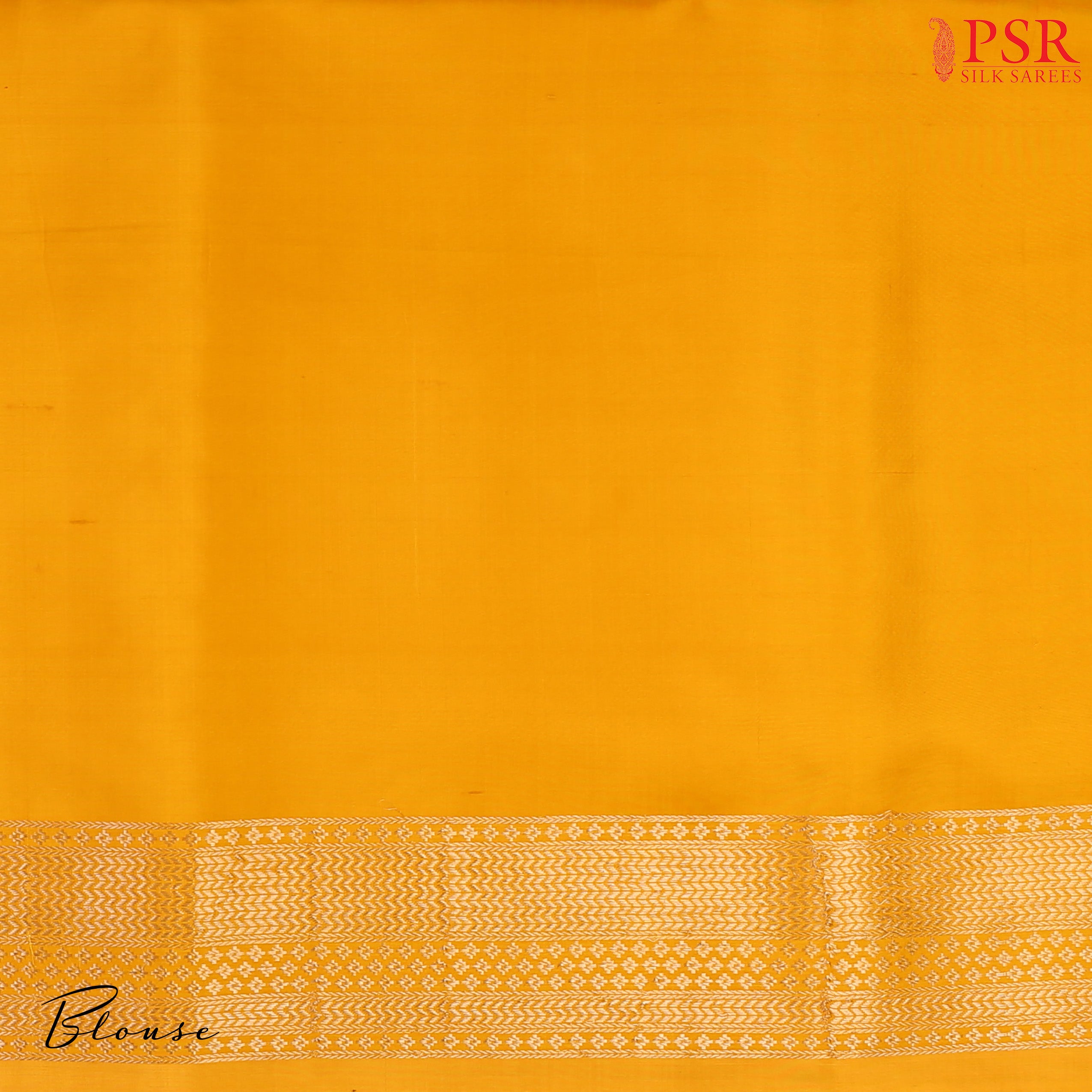 PSR Silk Sarees presents an elegant Amber Yellow Banaras Silk Saree, a masterpiece of heritage and craftsmanship.
