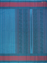 PSR Silks presents a traditionsal handloom Kalakshetra Kovai Cotton saree in a captivating Cerulean Blue, beautifully weaved pink & black thread work.