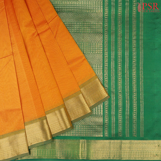 Fire Yellow Cotton Silk Saree