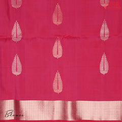 PSR Silk Sarees presents a Flaxen Yellow Soft Tissue Silk Saree, paired beautifully with a Magenta Pink combination.