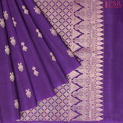 Spanish Violet & Dark Mustard Brown Kanchipuram Silk Saree