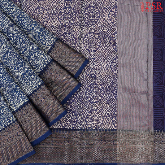 Prussian Blue Chanderi Silk Cotton Saree