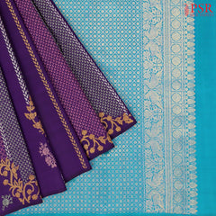 Dark Eminence Purple Kanchipuram Silk Saree