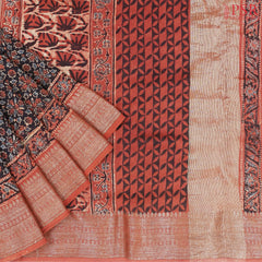 Black Jaipur Cotton Printed Saree