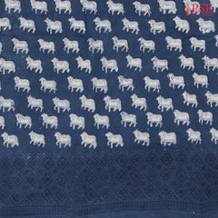 Prussian Blue Hacoba Embroidery Running Material