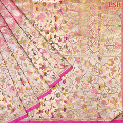 Golden Pink Bridal Kanjivaram Silk Saree