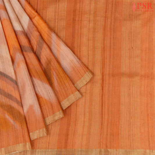 Orange & Peach Kadhi Tussar Silk Saree