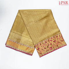 Golden Yellow Kanchipuram Jacquard Tissue Silk Saree