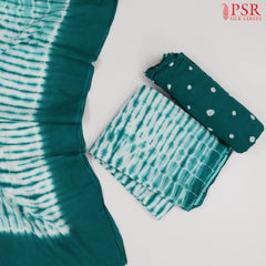 Green & White Bandhini Dress Material