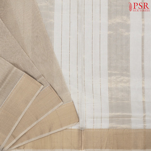 Beige Maheshwari Silk Cotton Saree