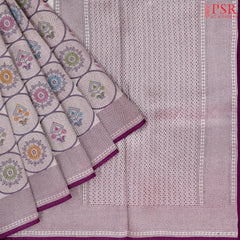 Magenta Purple Semi Banaras Saree