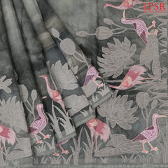 Nevada Grey Organza Embroidery Saree