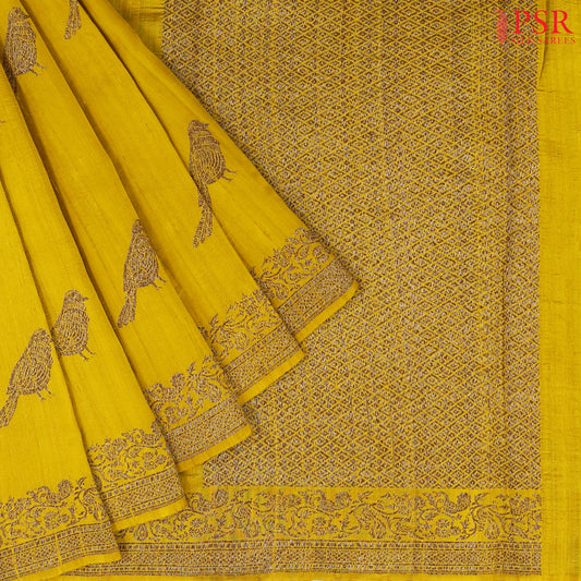 Corn Yellow Banaras Jute Silk Saree