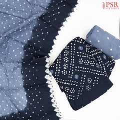 Midnight Blue Bandhini Dress Material