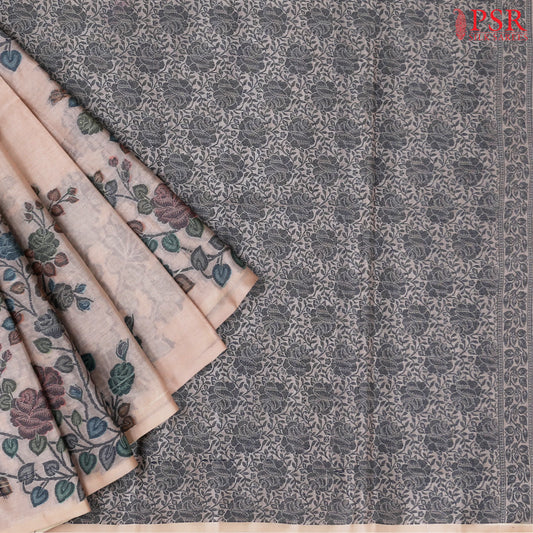 Cozy Peach Banaras Tussar Silk Saree