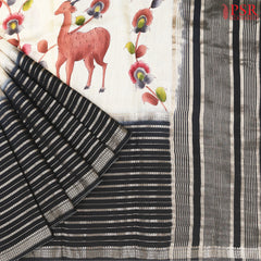 Beige & Black Assam Saree