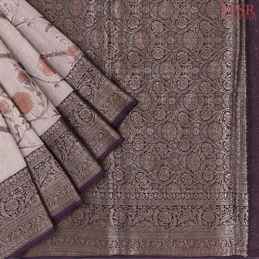 Dusty Mauve Chanderi Silk Cotton Saree