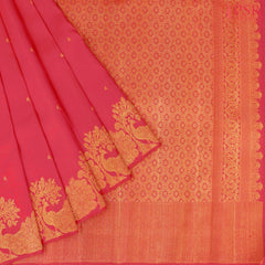 Cerise Red Kanchipuram Silk Saree
