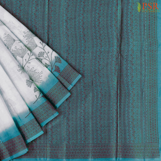 Floral Beige Banaras Tussar Silk Saree