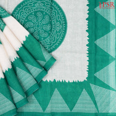 Floral White Linen Saree