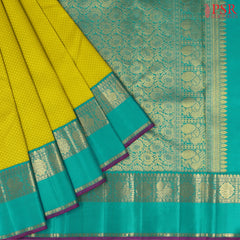 Olive Yellow Kanchipuram Silk Saree