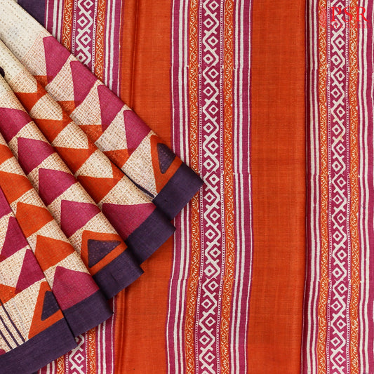 Beige Kadhi Tussar Silk Saree