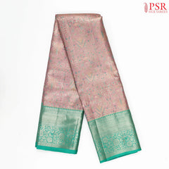 Light Lilac Pink Kanchipuram Jacquard Tissue Silk Saree