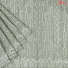 Sage Green Semi Tussar Embroidery Saree
