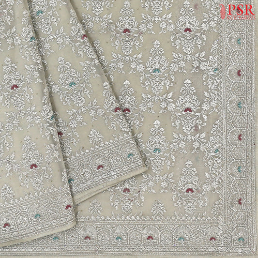 Pale Oak Georgette Laser Embroidery Saree