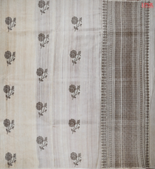 Beige Banaras Jute Silk Saree