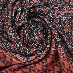 Black Jaipur Cotton Printed Saree