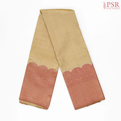 Pancho Beige Kanchipuram Silk Saree