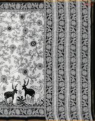 Off White & Black Silk Cotton Saree