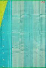 Chartreuse Green & Turquoise Blue Kanchipuram Silk Saree\