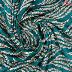 Rich Teal Georgette Laser Embroidery Saree