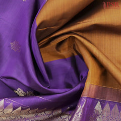 Spanish Violet & Dark Mustard Brown Kanchipuram Silk Saree