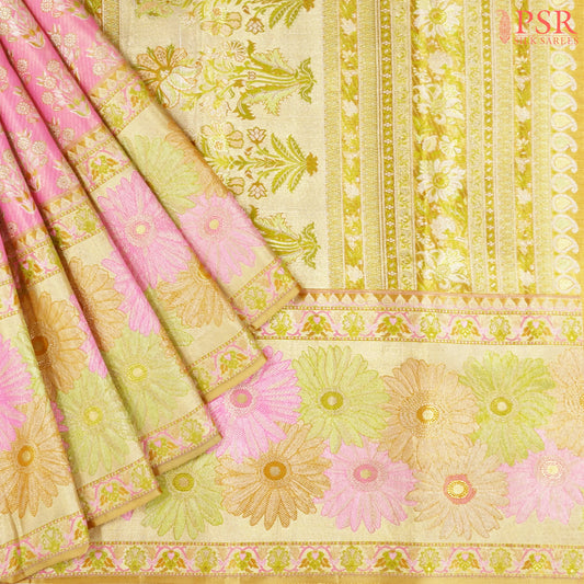 Persian Pink Kanchipuram Jacquard Tissue Silk Saree