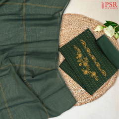 Dark Green Cotton Dress Material