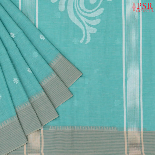 Tiffany Blue Byloom Cotton Saree
